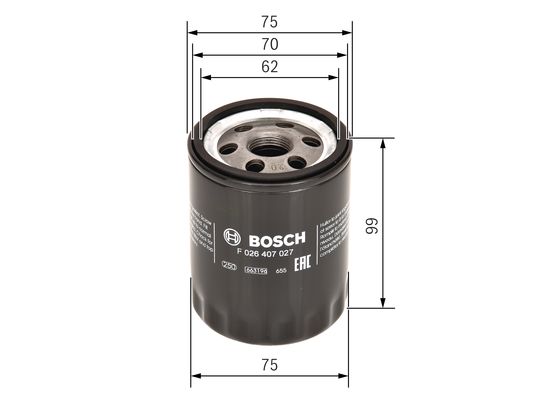 BOSCH F 026 407 027 Yağ Filtresi | Eşdeğer: MANN W 713/35 | Mitsubishi / Smart