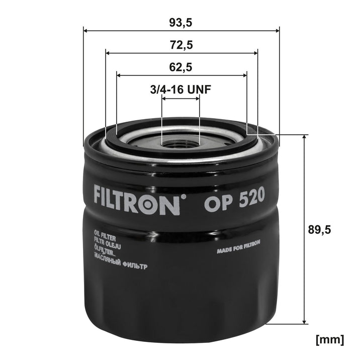 FILTRON OP 520 FİLTRE (YAĞ-Alfa Romeo; Aro; Fiat; Lada; Lancia; Lotus; Morgan; Moskvitch; Nissan; Renault; Rover; Seat;)