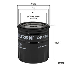 FILTRON OP 570 FİLTRE (YAĞ-Opel Astra G/H, Combo B, Corsa C, Meriva A, Signum, Tigra 2, 5ectra B/C, Zafira)