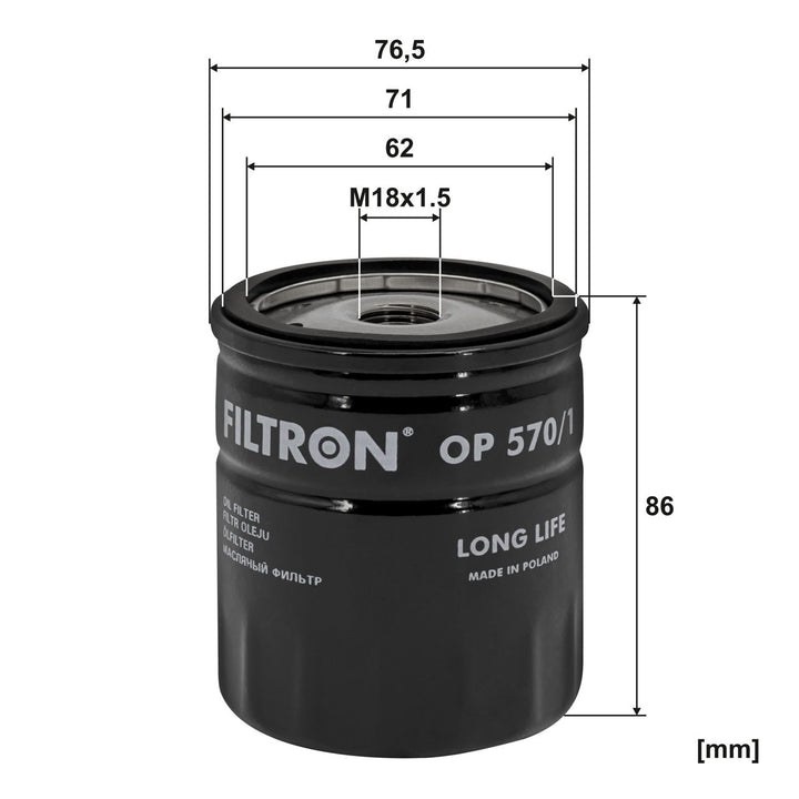 FILTRON OP 570/1 FİLTRE (YAĞ-Opel Astra G/H, Combo B, Corsa C, Meriva A, Signum, Tigra 2, 5ectra B/C, Zafira)