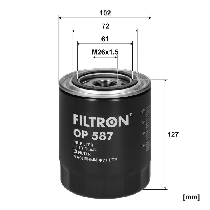 FILTRON OP 587 Yağ Fi̇ltresi̇ | Eşdeğer: MANN WP 928/81 | MITSUBISHI