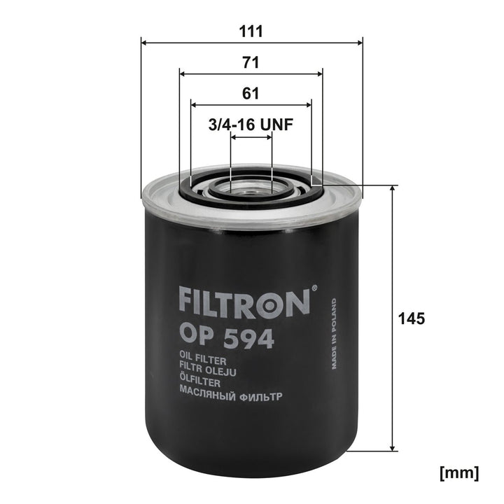 FILTRON OP 594 Yağ Filtresi | Eşdeğer: MANN WP 1144 | FIAT / IVECO