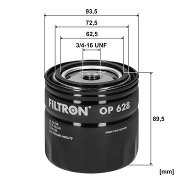 FILTRON OP 628 FİLTRE A.STOK (YAĞ-Allis-Chalmers; Case; Dodge; Faun; Ford; J.C.B.; Linde; New Holland; Orenstein/Koppel; Rover)