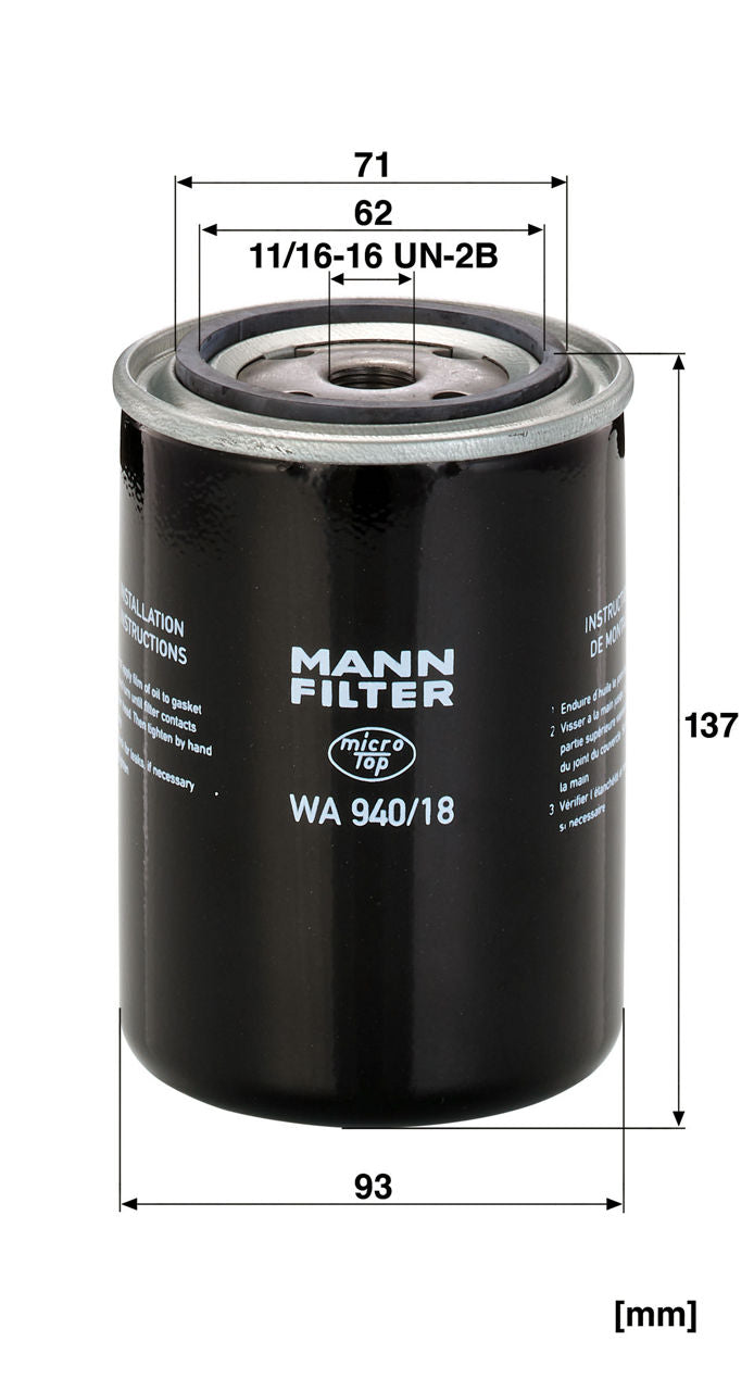 MANN-FILTER W A 940/18 Yağ Filtresi