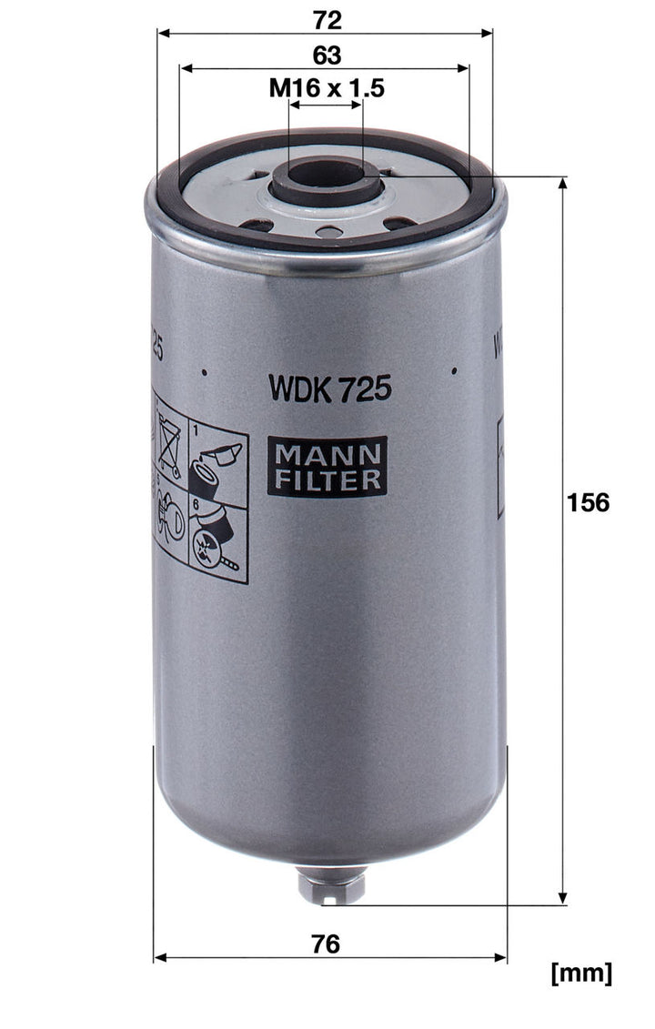 MANN-FILTER WDK 725 Yakıt Filtresi | Askam Fargo Hi-Ex Ser