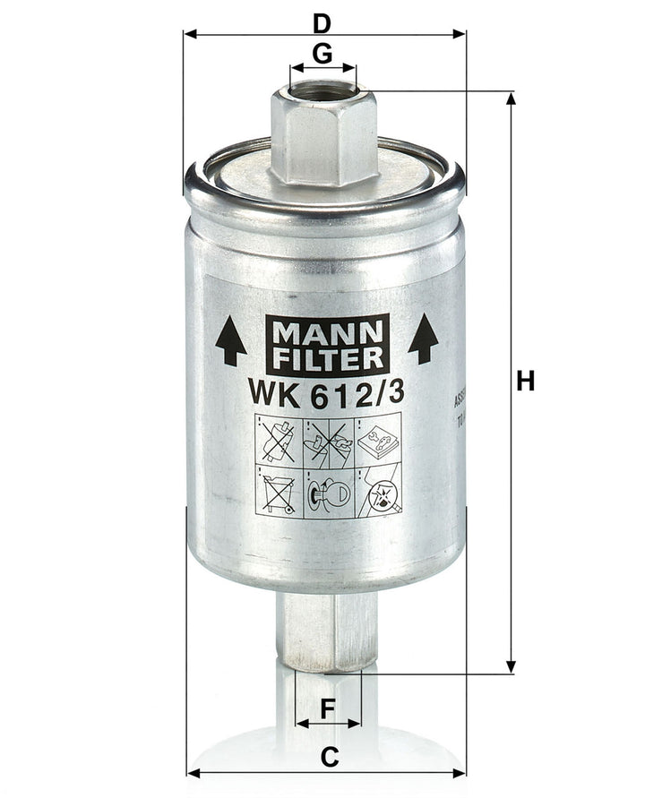 MANN-FILTER WK 612/3 Yakıt Filtresi | Mini Rover Mini, Bogdan 2110