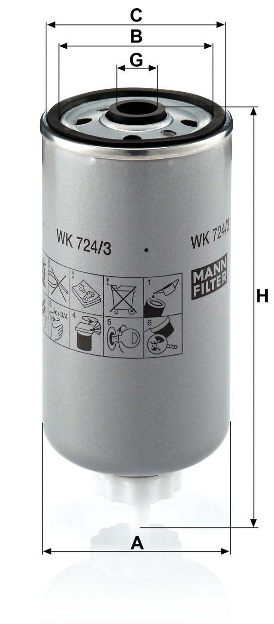 MANN-FILTER WK 724/3 Yakıt Filtresi | Iveco