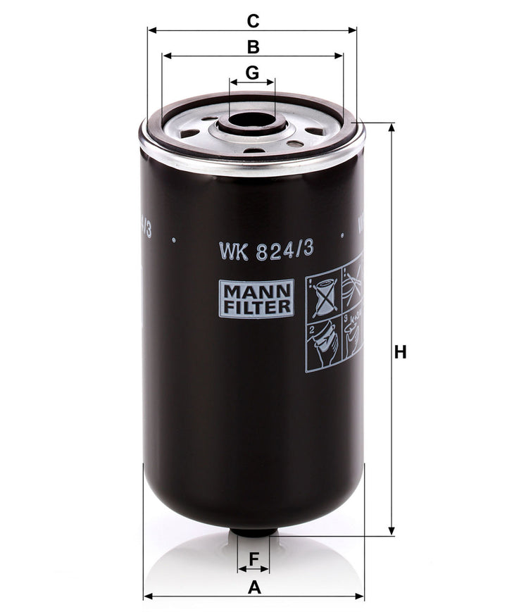 MANN-FILTER WK 824/3 Yakıt Filtresi | Hyundai, Kia