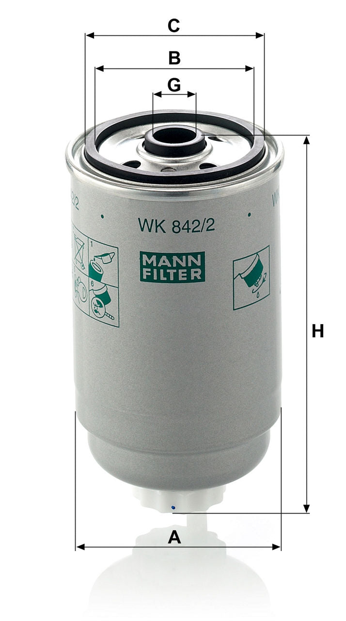 MANN-FILTER WK 842/2 Yakıt Filtresi | Lancia Dedra, Audi 80
