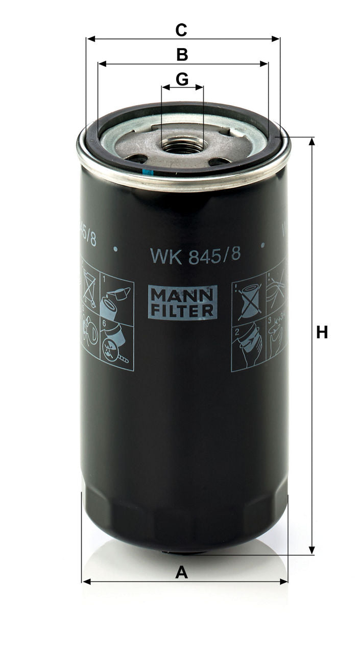 MANN-FILTER WK 845/8 Yakıt Filtresi | Rover MG ZT