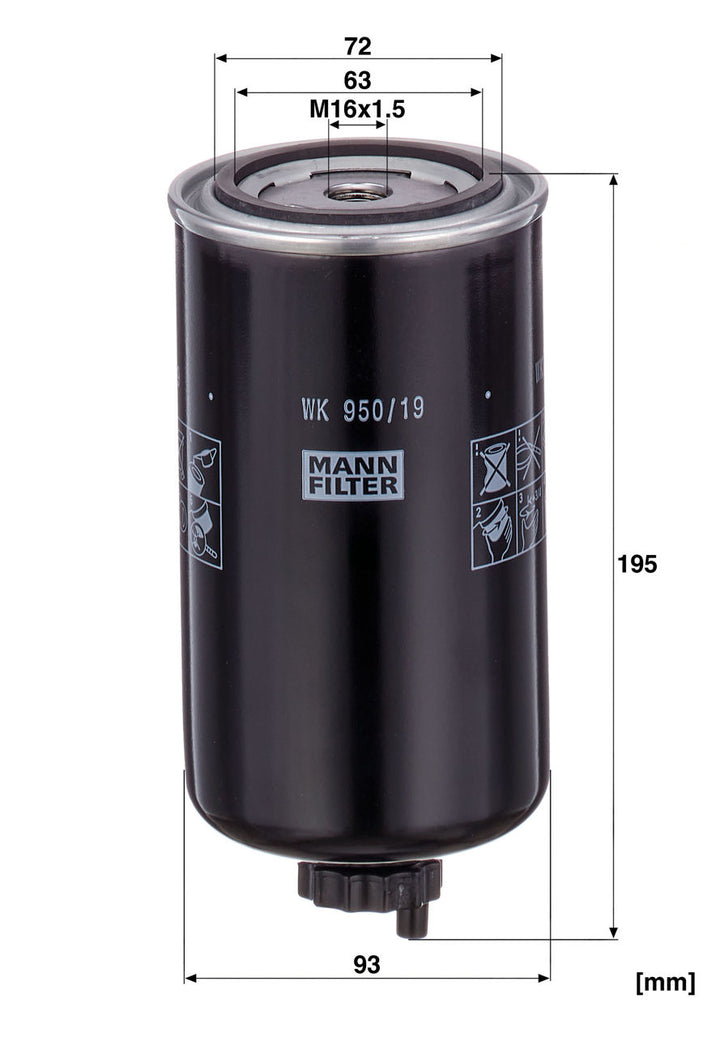 MANN-FILTER WK 950/19 Yakıt Filtresi | Iveco Daily VI