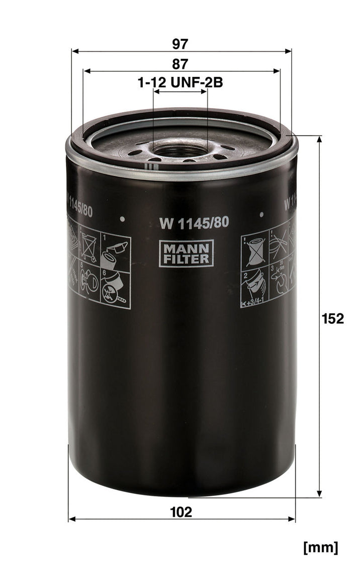 MANN-FILTER W 1145/80 Yağ Filtresi | Mazda E 2500-Serie