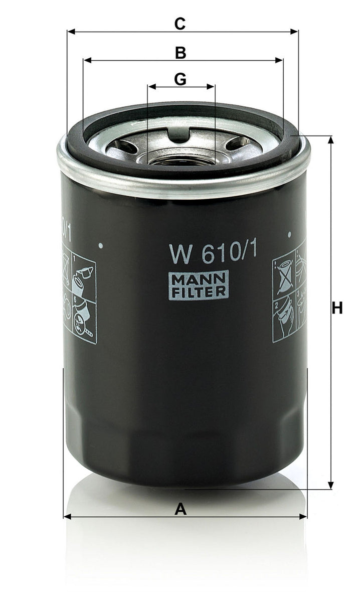 MANN-FILTER W 610/1 Yağ Filtresi | Geely Atlas, Suzuki Baleno, VW Taro