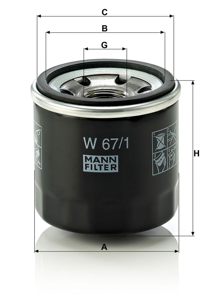 MANN-FILTER W 67/1 Yağ Filtresi | Kia Avella, Subaru 600/700