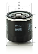 MANN-FILTER W 67/1 Yağ Filtresi | Kia Avella, Subaru 600/700