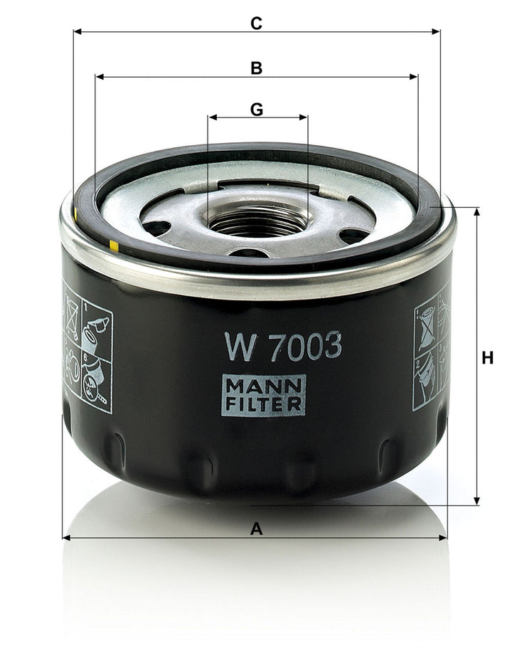 MANN-FILTER W 7003 Yağ Filtresi | Fiat Bravo, Alfa Crosswagon Q4
