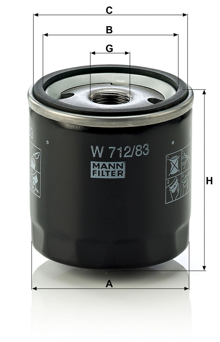 MANN-FILTER W 712/83 Yağ Filtresi | Toyota 4-Runner, Exeed LX, VW Taro