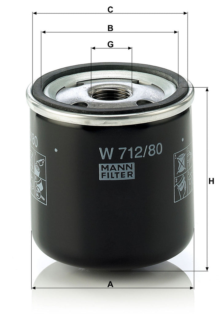 MANN-FILTER W 712/80 Yağ Filtresi | Saab 9-3
