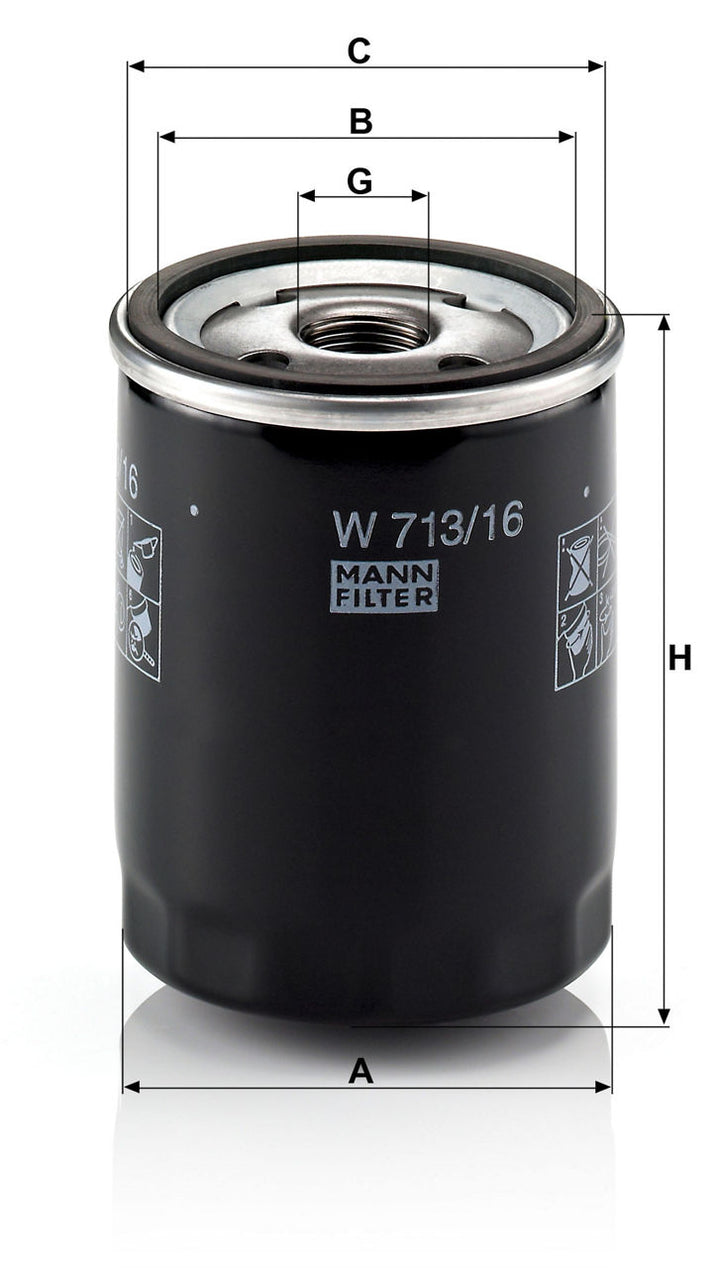 MANN-FILTER W 713/16 Yağ Filtresi | Fiat, Lancia, Citroen