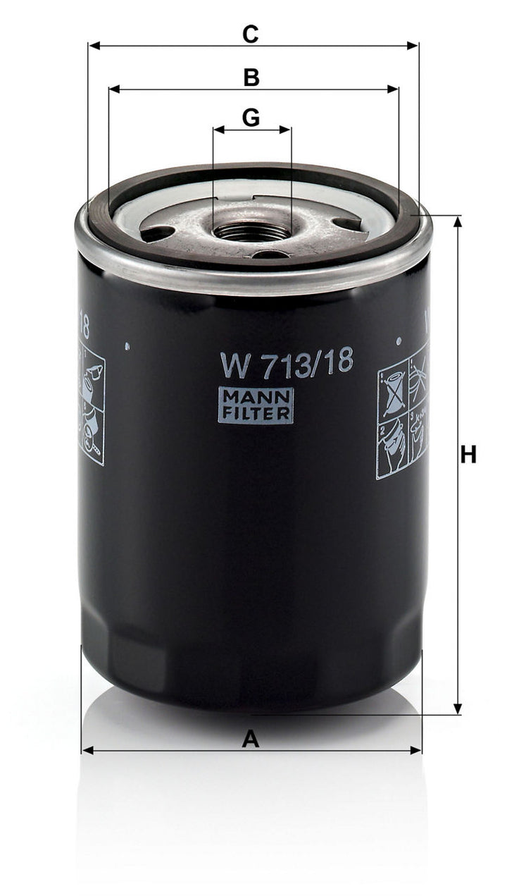 MANN-FILTER W 713/18 Yağ Filtresi | Opel, Chevy