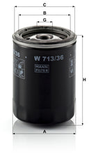 MANN-FILTER W 713/36 Yağ Filtresi | Ford Endeavour, Mazda BT-50