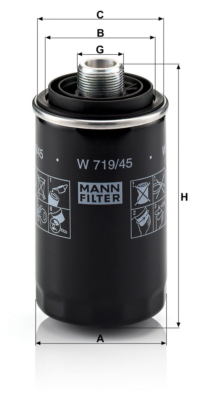MANN-FILTER W 719/45 Yağ Filtresi | VW Amarok, Audi A3 + Cabriolet