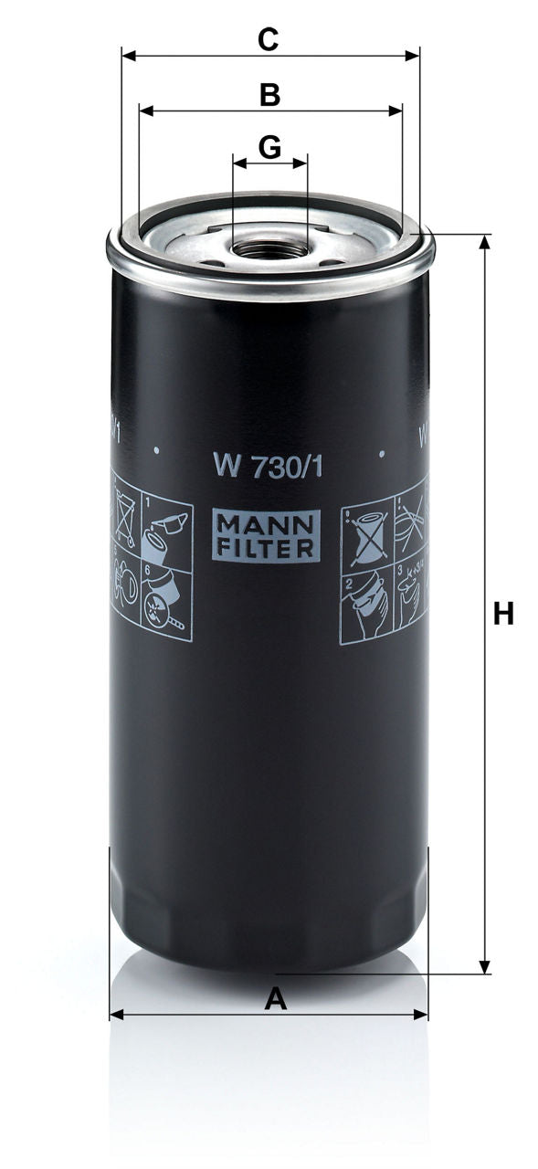 MANN-FILTER W 730/1 Yağ Filtresi | Audi