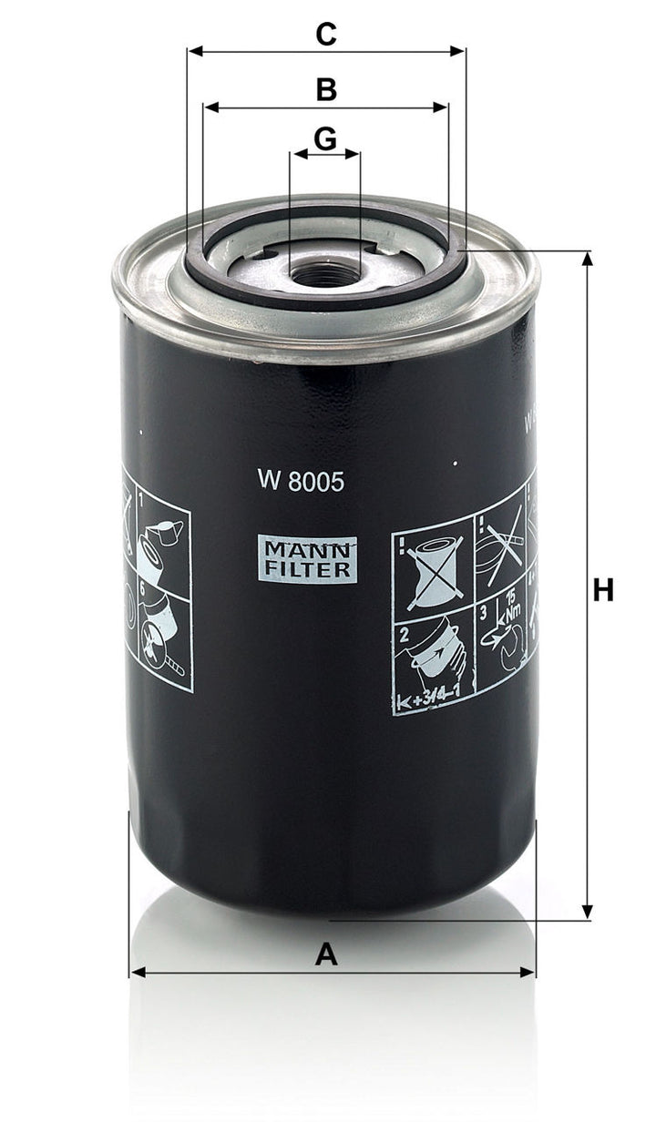 MANN-FILTER W 8005 Yağ Filtresi | Iveco, Seat