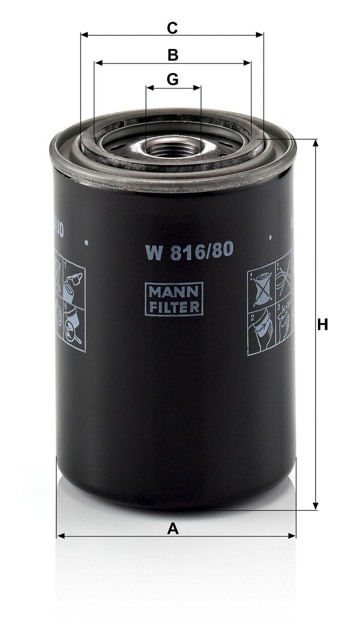 MANN-FILTER W 816/80 Yağ Filtresi | Mitsubishi, Daihatsu