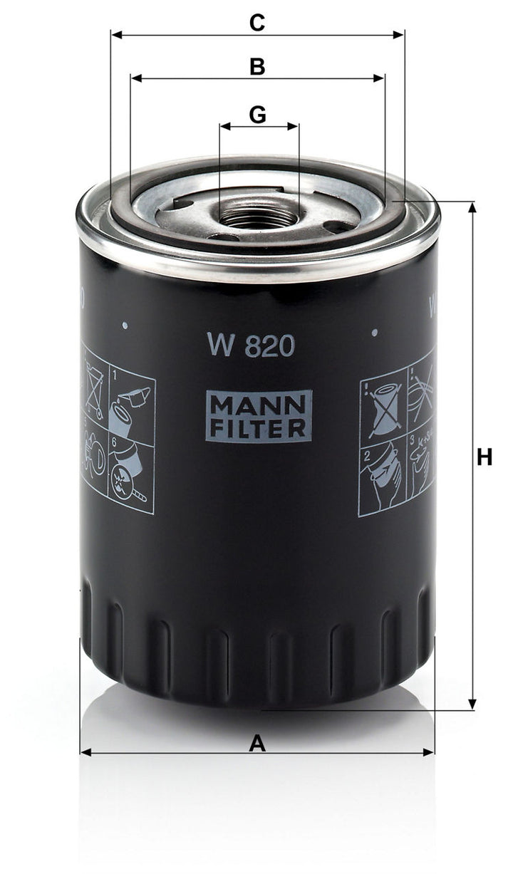 MANN-FILTER W 820 Yağ Filtresi | Citroen