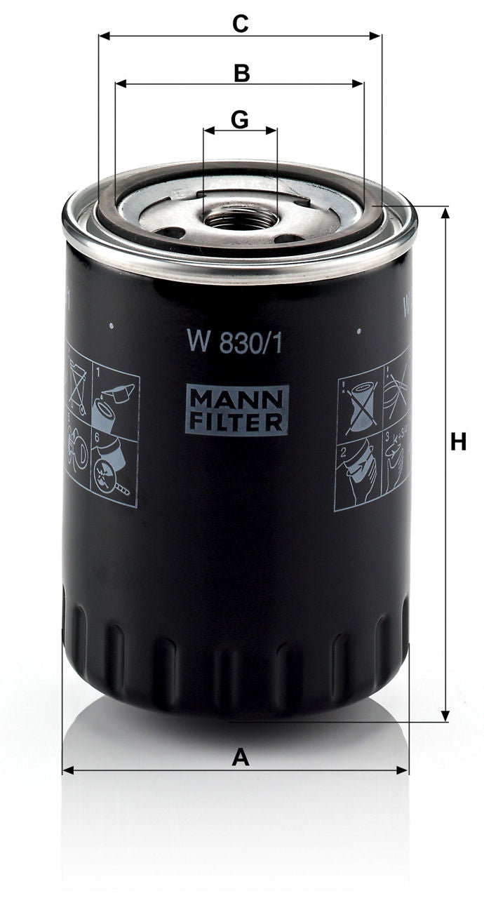 MANN-FILTER W 830/1 Yağ Filtresi | VW Caravelle, Seat Alhambra I