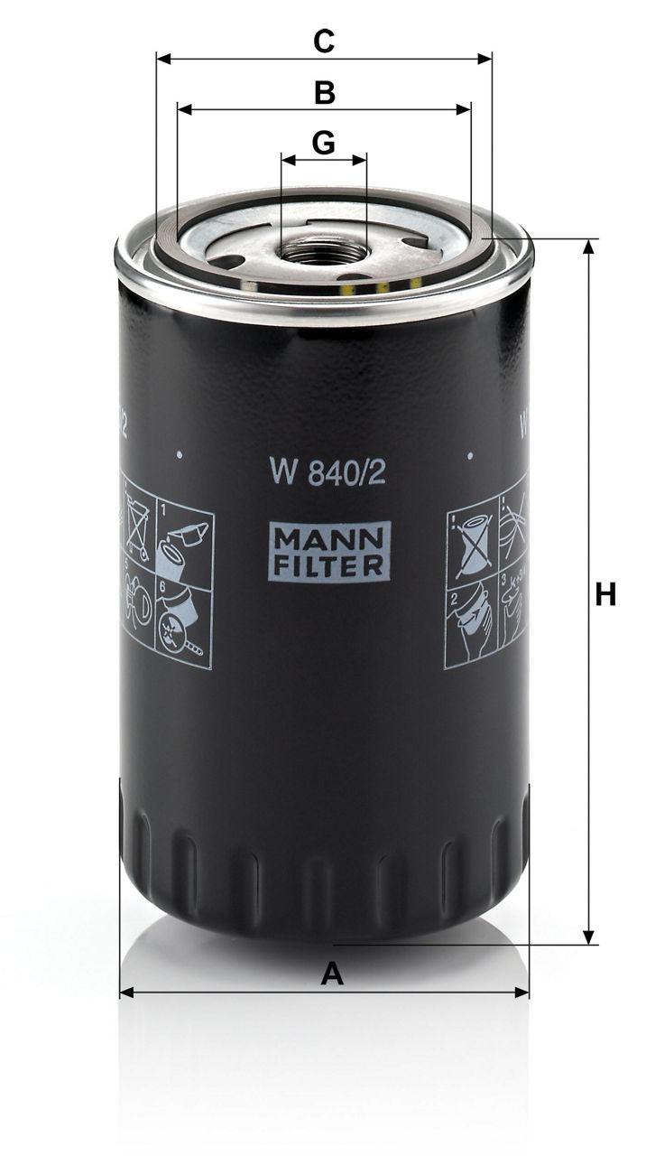 MANN-FILTER W 840/2 Yağ Filtresi | VW Golf Cabriolet , Seat Alhambra I
