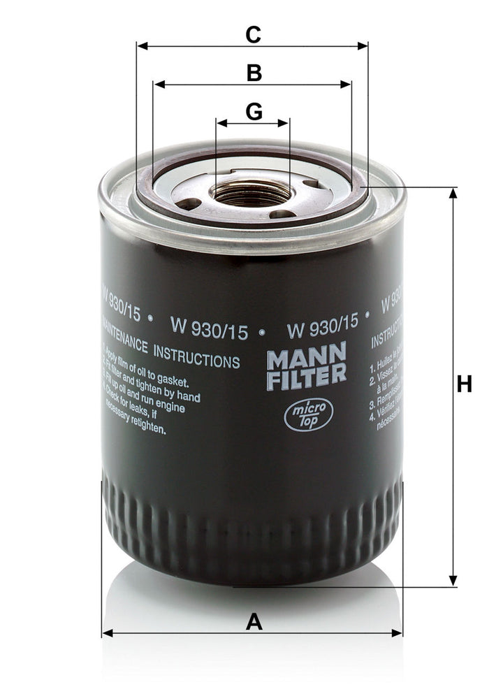 MANN-FILTER W 930/15 Yağ Filtresi