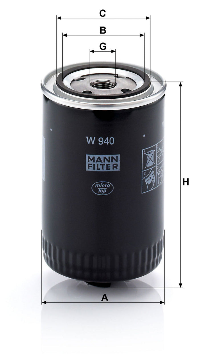 MANN-FILTER W 940 Yağ Filtresi | Jaguar Ranger, Porsche 911