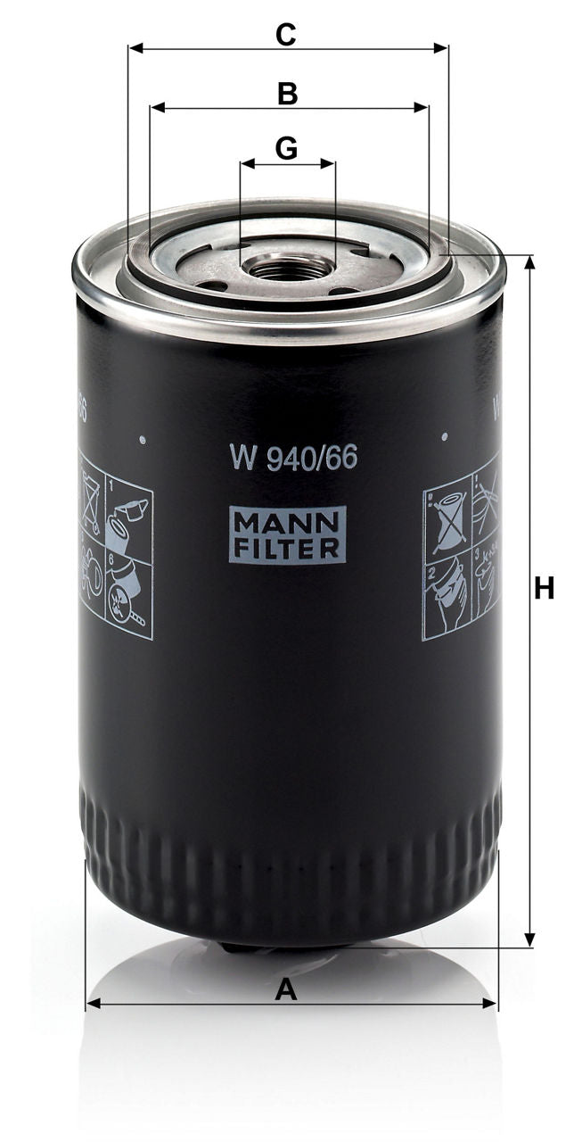 MANN-FILTER W 940/66 Yağ Filtresi | Audi A4, VW Passat B5, Seat Exeo