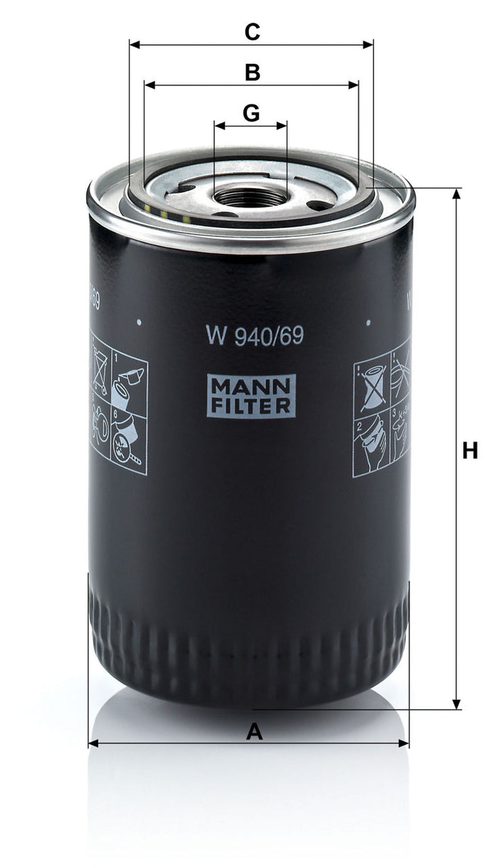 MANN-FILTER W 940/69 Yağ Filtresi | Iveco