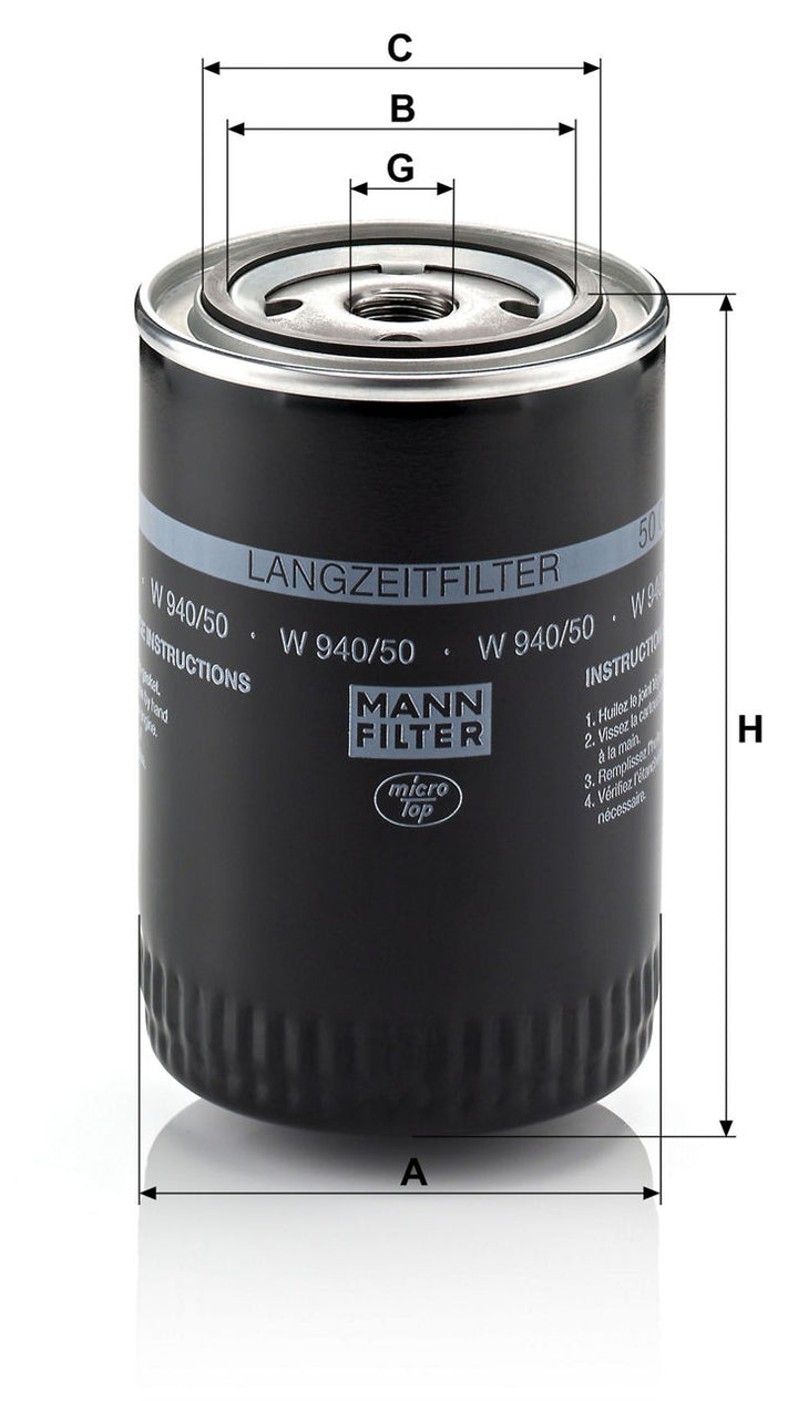 MANN-FILTER W 940/50 Yağ Filtresi | Audi, VW